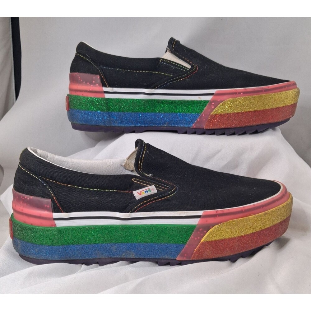 Vans Slip On Stacked Rainbow Glitter Platform Men's 7/Women's 8.5  - VN0A4TZVWW1